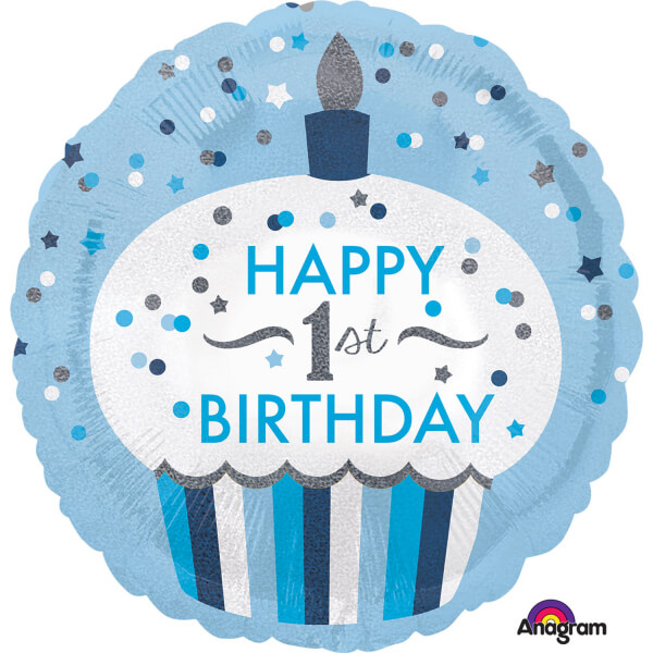 Fóliový balónek 1st Birthday Cupcake modrý 43cm