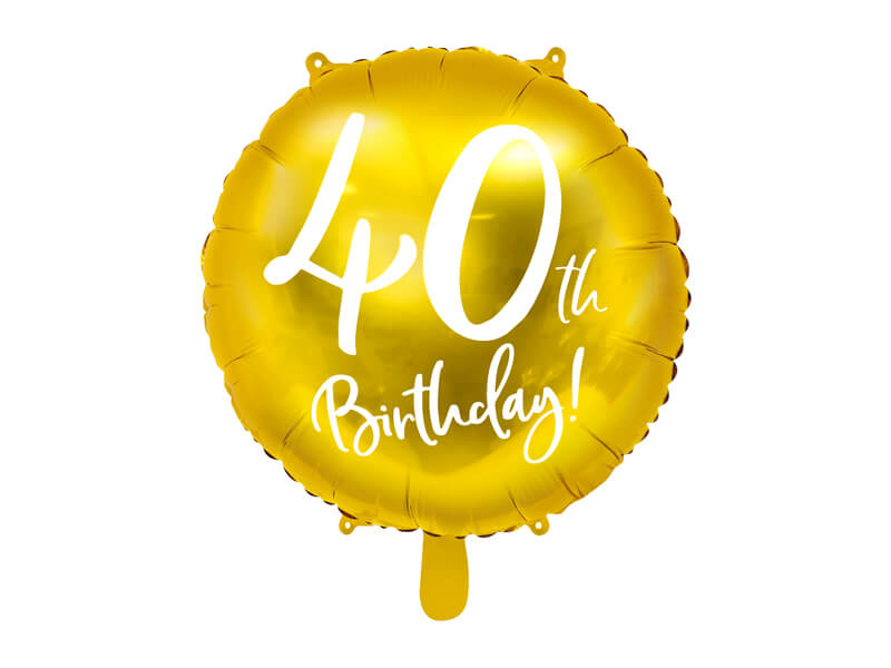 Levně Fóliový balónek 40th Birthday zlatý 45cm
