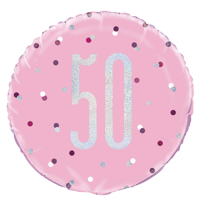 Fóliový balónek 50 Birthday růžový 45cm