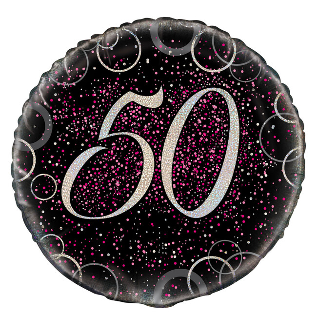 Levně Fóliový balónek 50 Pink Birthday Prism 45cm