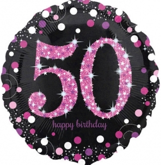 Levně Fóliový balónek 50 Pink Diamonds 43cm