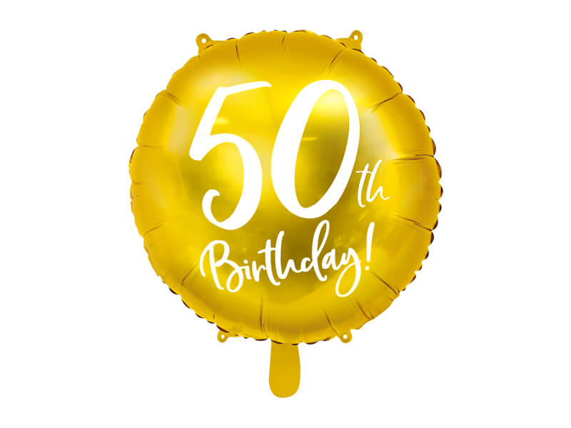 Levně Fóliový balónek 50th Birthday zlatý 45cm