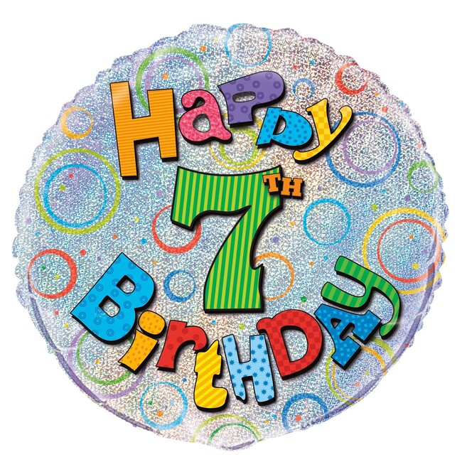 Levně Fóliový balónek 7 Happy Birthday 45cm