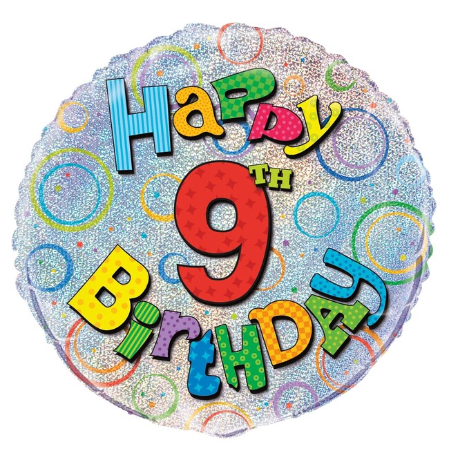 Levně Fóliový balónek 9 Happy Birthday 45cm