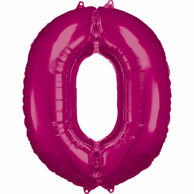 Fóliový balónek číslo 0 růžový 83 ??cm
