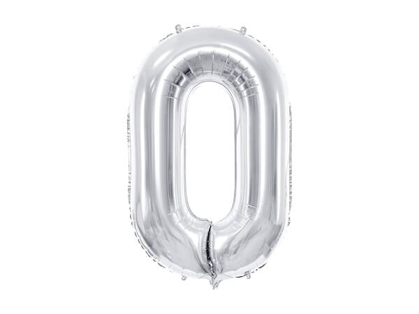 Levně Fóliový balónek Číslo 0 stříbrný 86cm