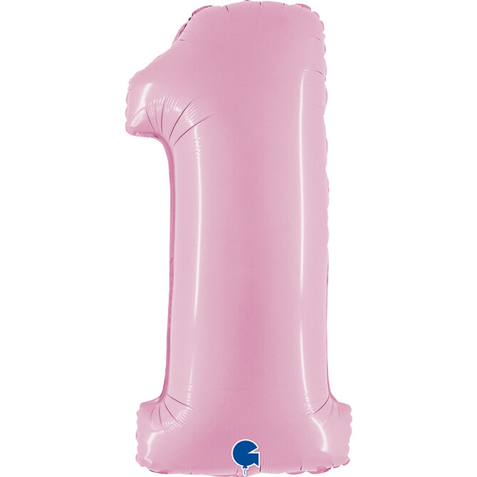 Levně Foliový balónek číslo 1 světle růžový 102cm