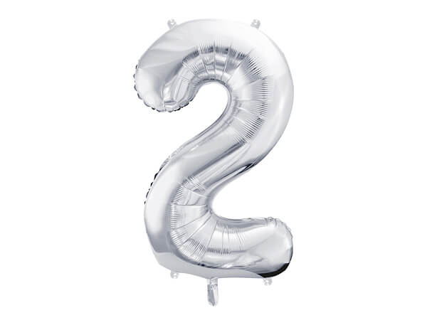 Fóliový balónek Číslo 2 stříbrný 86cm