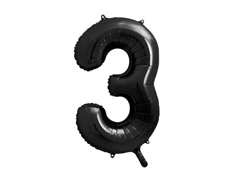 Levně Fóliový balónek Číslo 3 černý 86cm