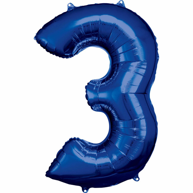 Levně Fóliový balónek číslo 3 modrý 86cm