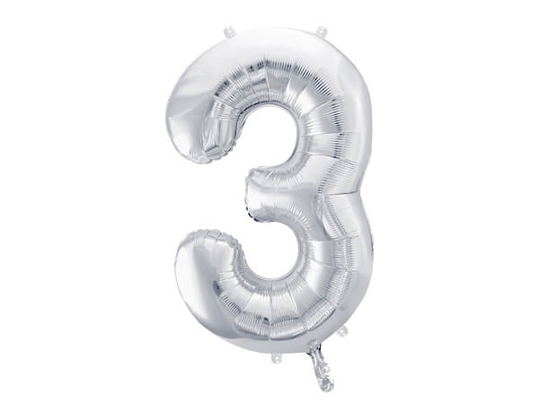 Fóliový balónek Číslo 3 stříbrný 86cm