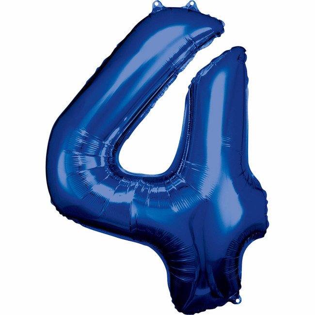 Fóliový balónek číslo 4 modrý 83 cm