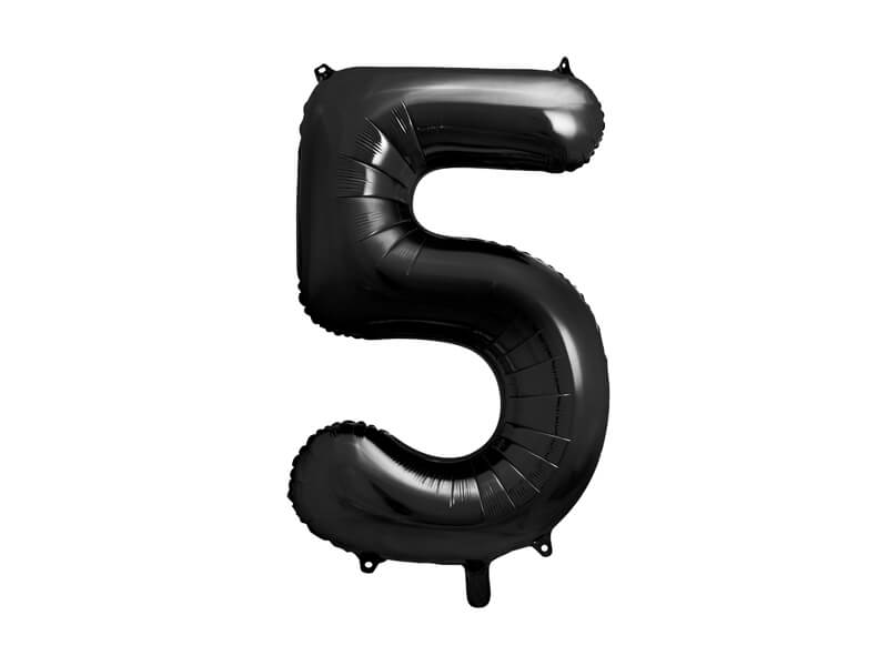 Levně Fóliový balónek Číslo 5 černý 86cm