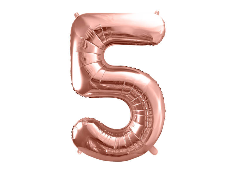 Fóliový balónek Číslo 5 růžově zlatý 86cm