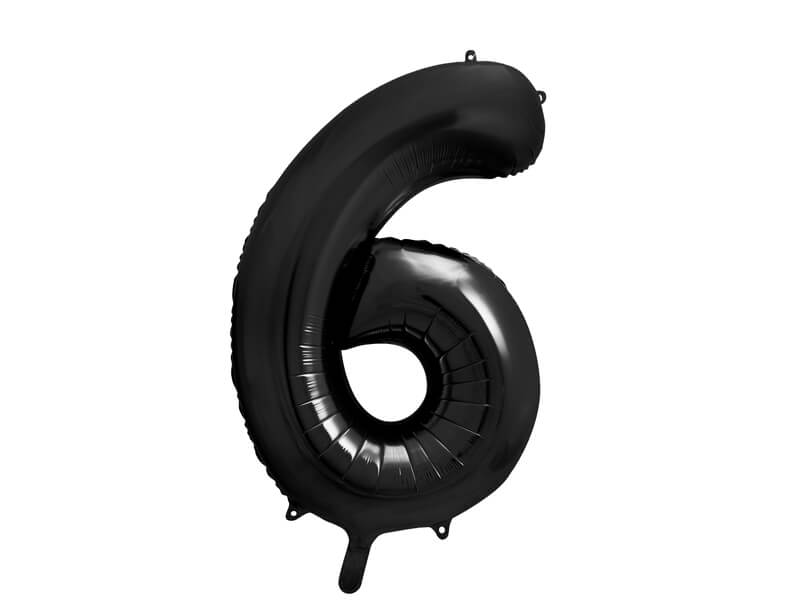 Levně Fóliový balónek Číslo 6 černý 86cm