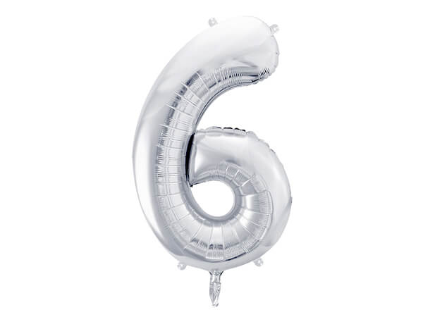 Fóliový balónek Číslo 6 stříbrný 86cm