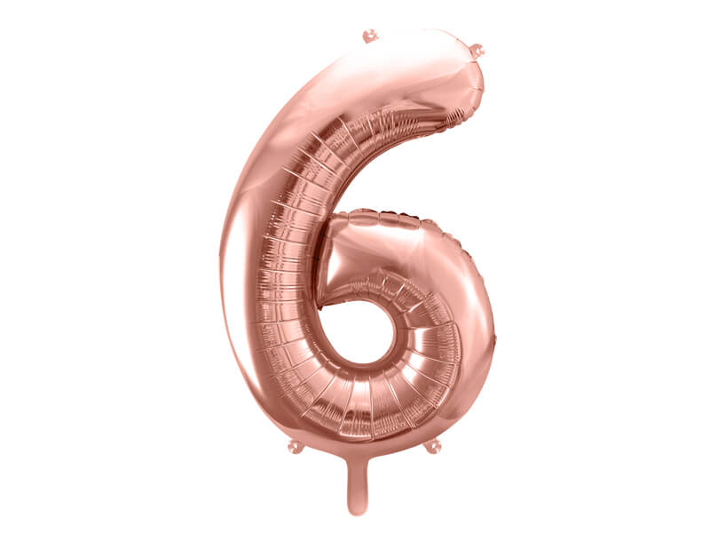 Fóliový balónek Číslo 6 růžově zlatý 86cm