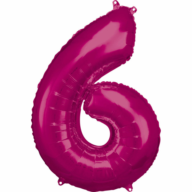 Fóliový balónek číslo 6 růžový 83 ??cm