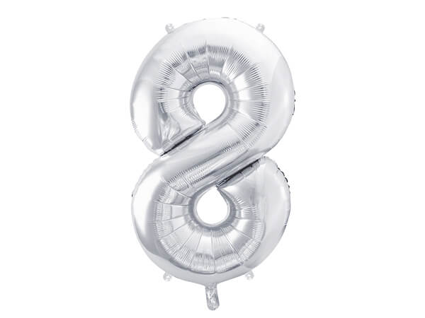 Fóliový balónek Číslo 8 stříbrný 86cm
