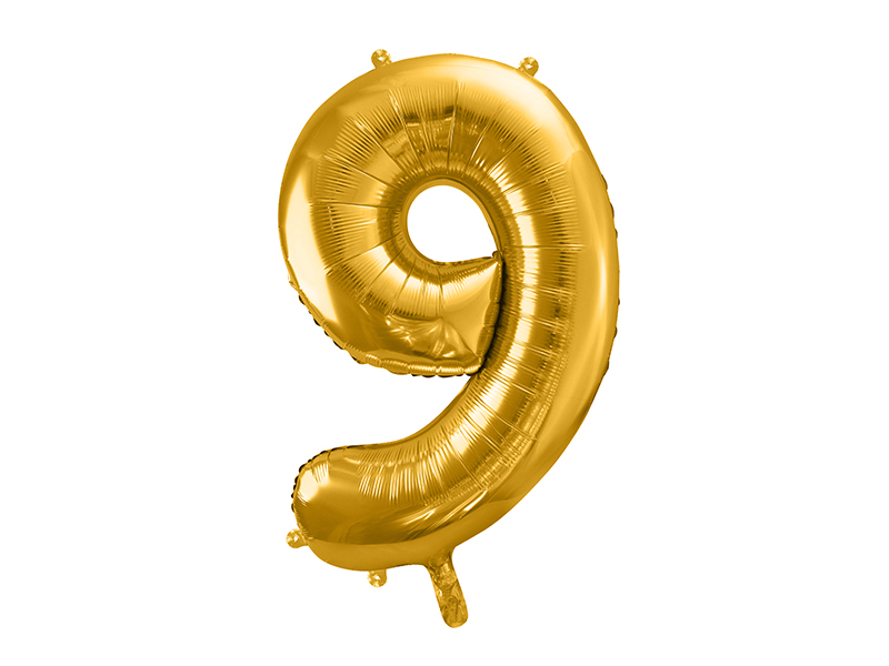 Fóliový balónek Číslo 9 zlatý 86cm