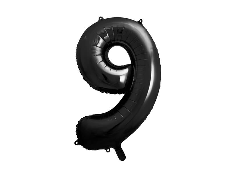 Fóliový balónek Číslo 9 černý 86cm