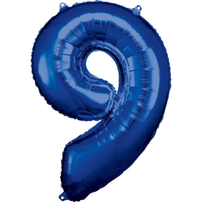 Fóliový balónek číslo 9 modrý 83 cm