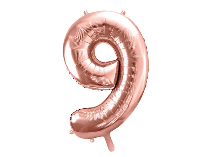 Fóliový balónek Číslo 9 růžově zlatý 86cm