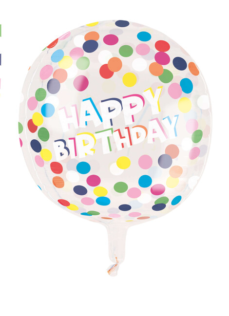 Fóliový balónek kulatý Happy Birthday tečkovaný 38cm
