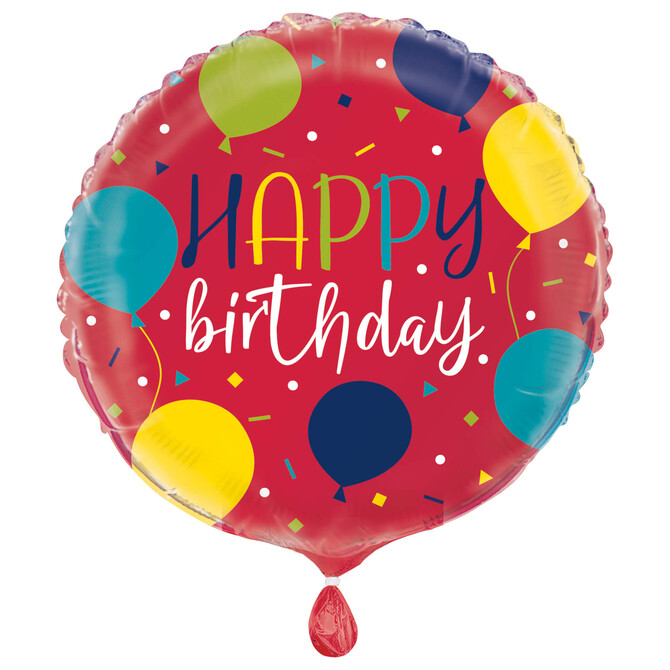 Levně Fóliový balónek Happy Birthday barevné balónekky 45cm