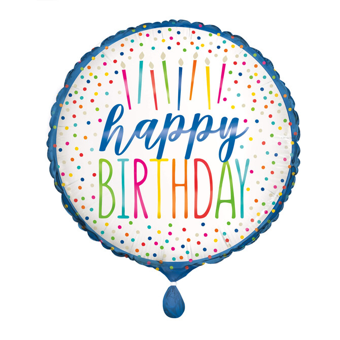 Levně Fóliový balónek Happy Birthday barevné svíčky 45cm