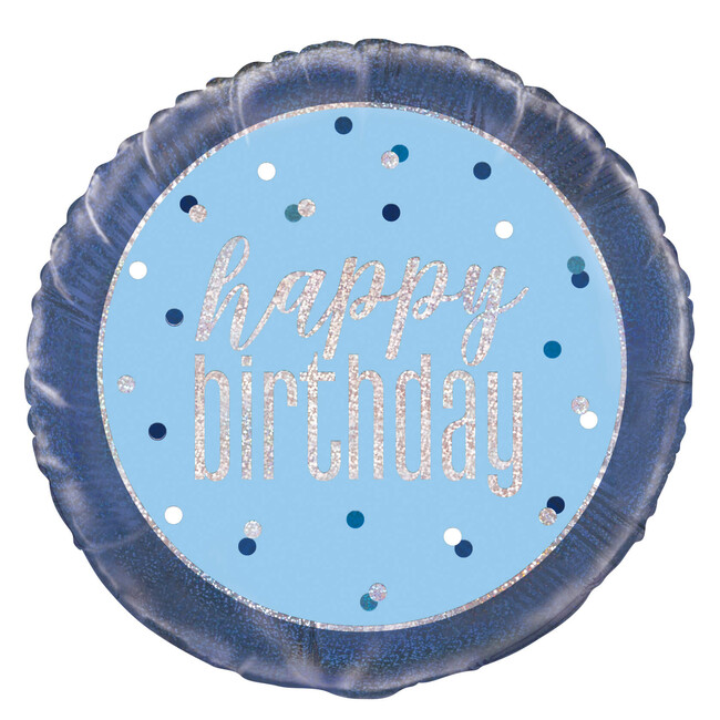 Fóliový balónek Happy Birthday modrý 45cm