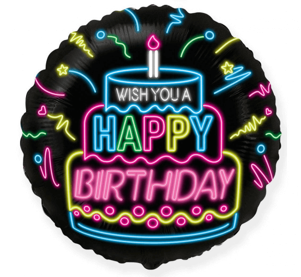 Fóliový balónek Happy Birthday Neon 45cm