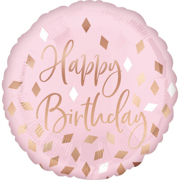 Fóliový balónek Happy Birthday růžovo-zlatý 45cm