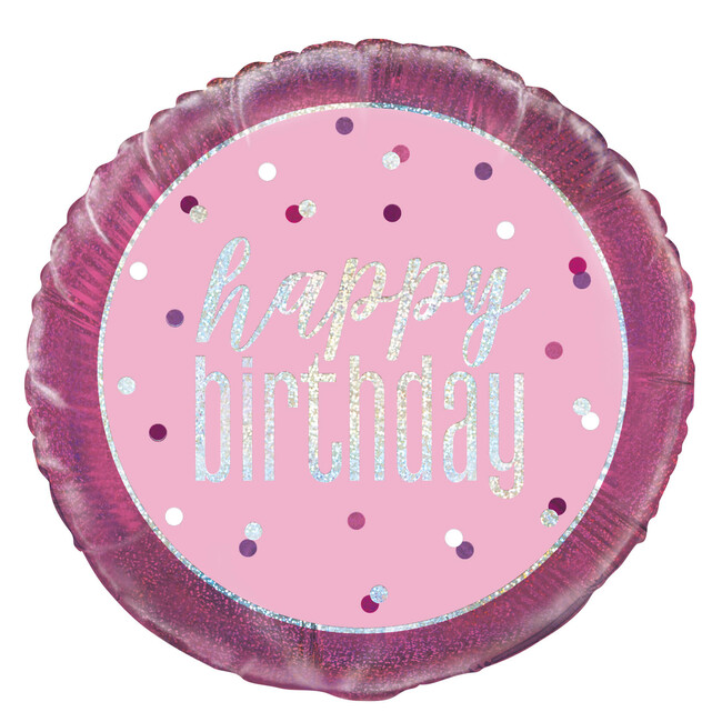 Fóliový balónek Happy Birthday růžový 45cm