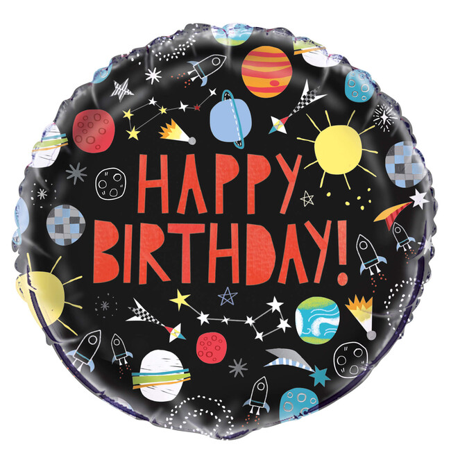 Fóliový balónek Happy Birthday Vesmírná Galaxie 45cm