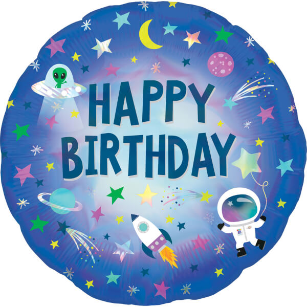 Fóliový balónek Happy Birthday Vesmírná Galaxie 45cm