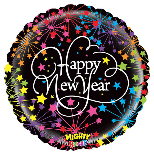 Levně Fóliový balónek Happy New Year Stars 53cm
