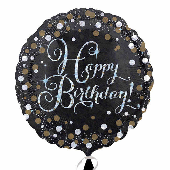 Levně Fóliový balónek Happy Birthday Gold Diamonds 43cm