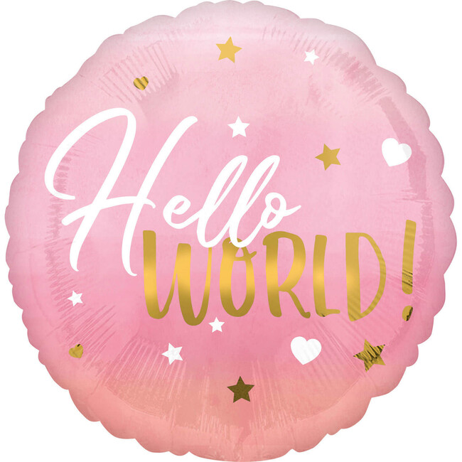 Fóliový balónek Hello World růžový 45cm
