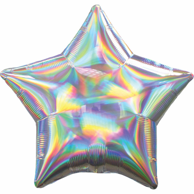 Fóliový balónek hvězda holografický stříbrný 45cm