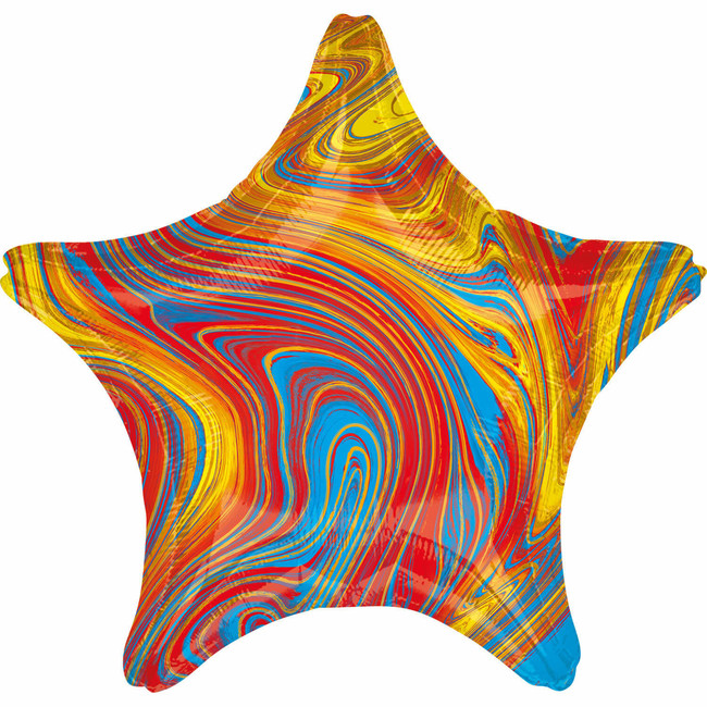 Fóliový balónek hvězda Mramor barevný 45cm