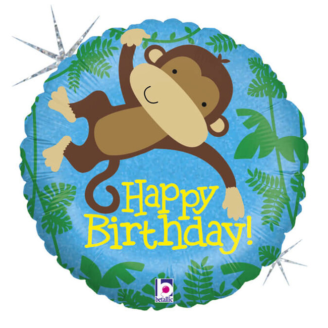 Fóliový balónek Opička Happy Birthday 46cm