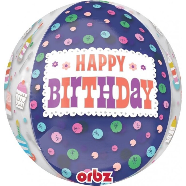Fóliový balónek orbz Happy Birthday Cupcake 40cm