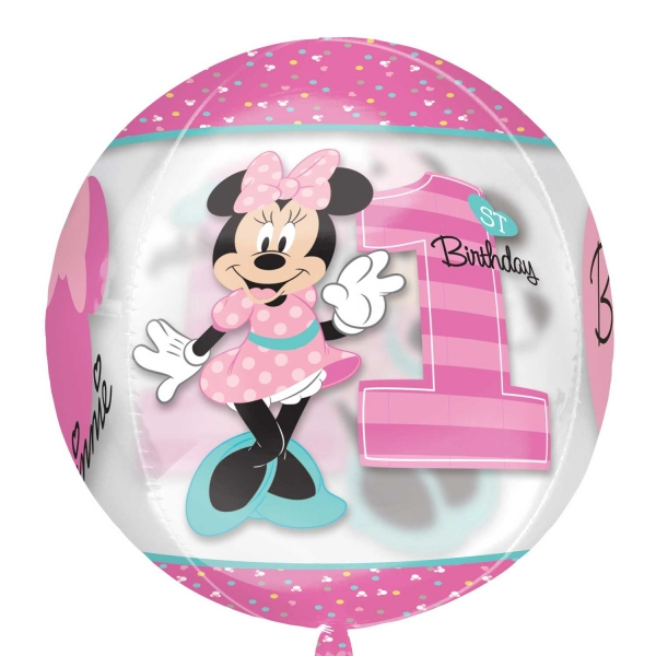 Fóliový balónek orbz Minnie 1.narozeniny 40cm