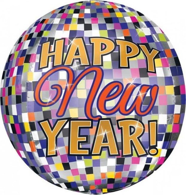 Levně Fóliový balónek orbz Happy New Year Disco 40cm