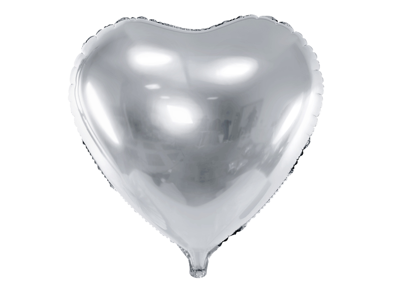 Fóliový balónek Srdce stříbrný 45cm