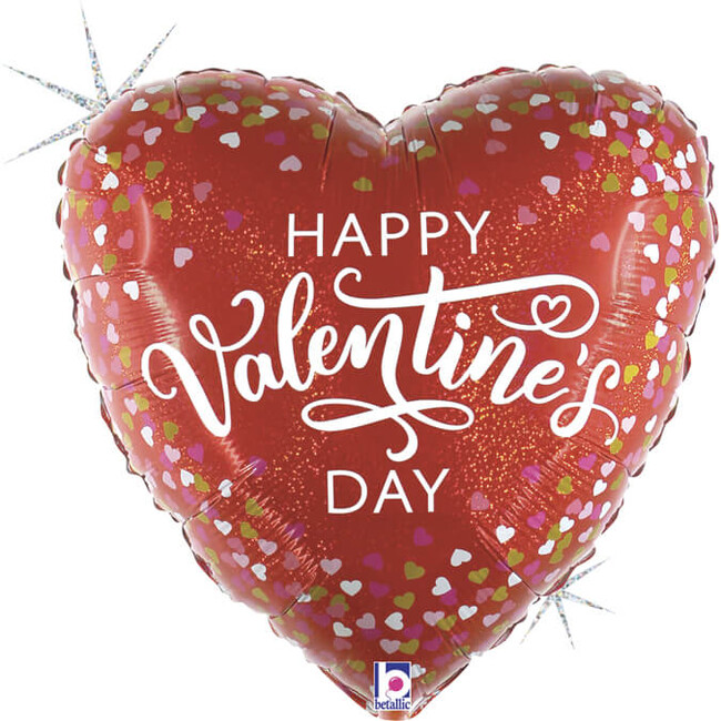Fóliový balón srdce Happy Valentine Day červený 45cm