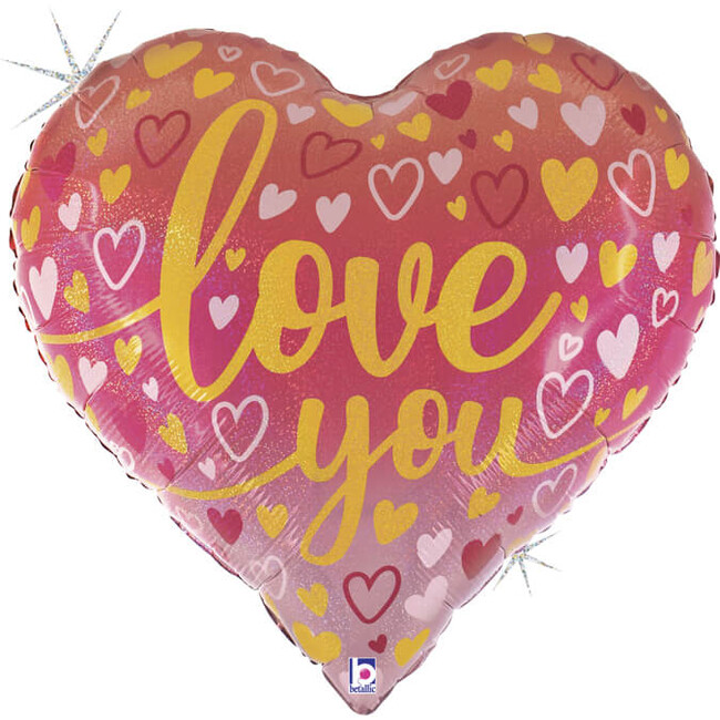 Fóliový balónek srdce Love You Glitz 76cm