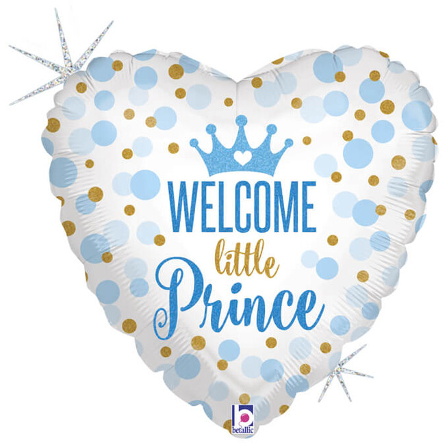 Fóliový balónek srdce Welcome Little Prince 46cm