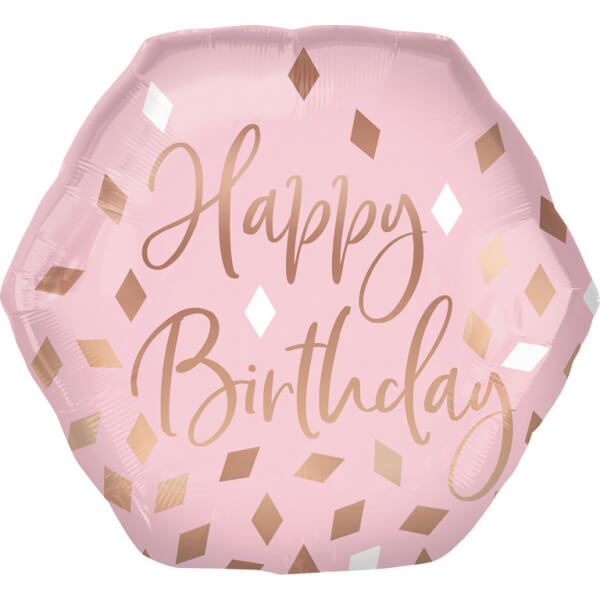 Fóliový balónek supershape Happy Birthday růžově zlatý 58cm